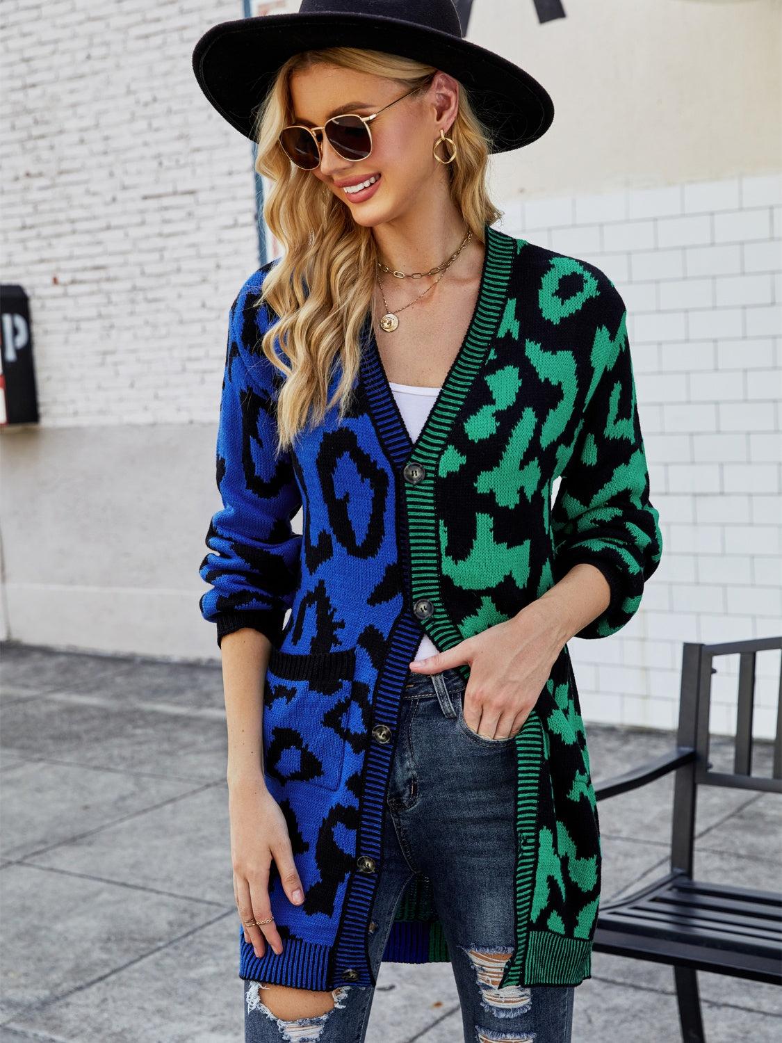 Angel Wings Leopard Button Down Longline Cardigan Carauana Store