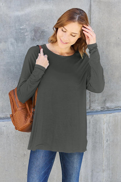 Basic Bae Full Size Round Neck Dropped Shoulder T-Shirt Carauana Store