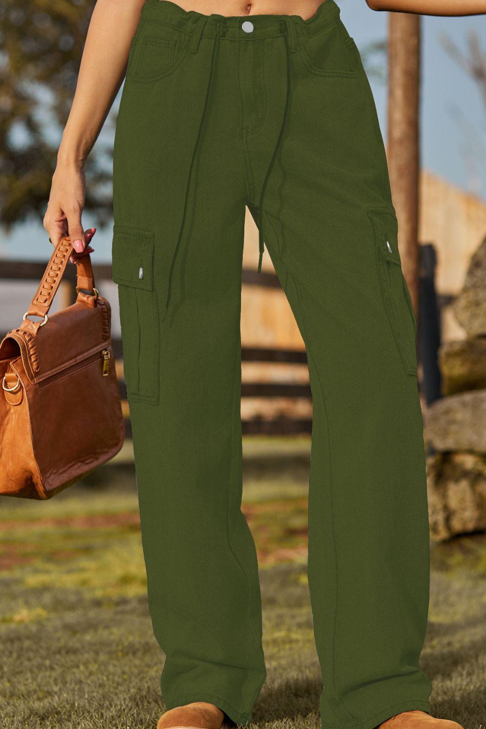 Loose Fit Drawstring Jeans with Pocket Carauana Store