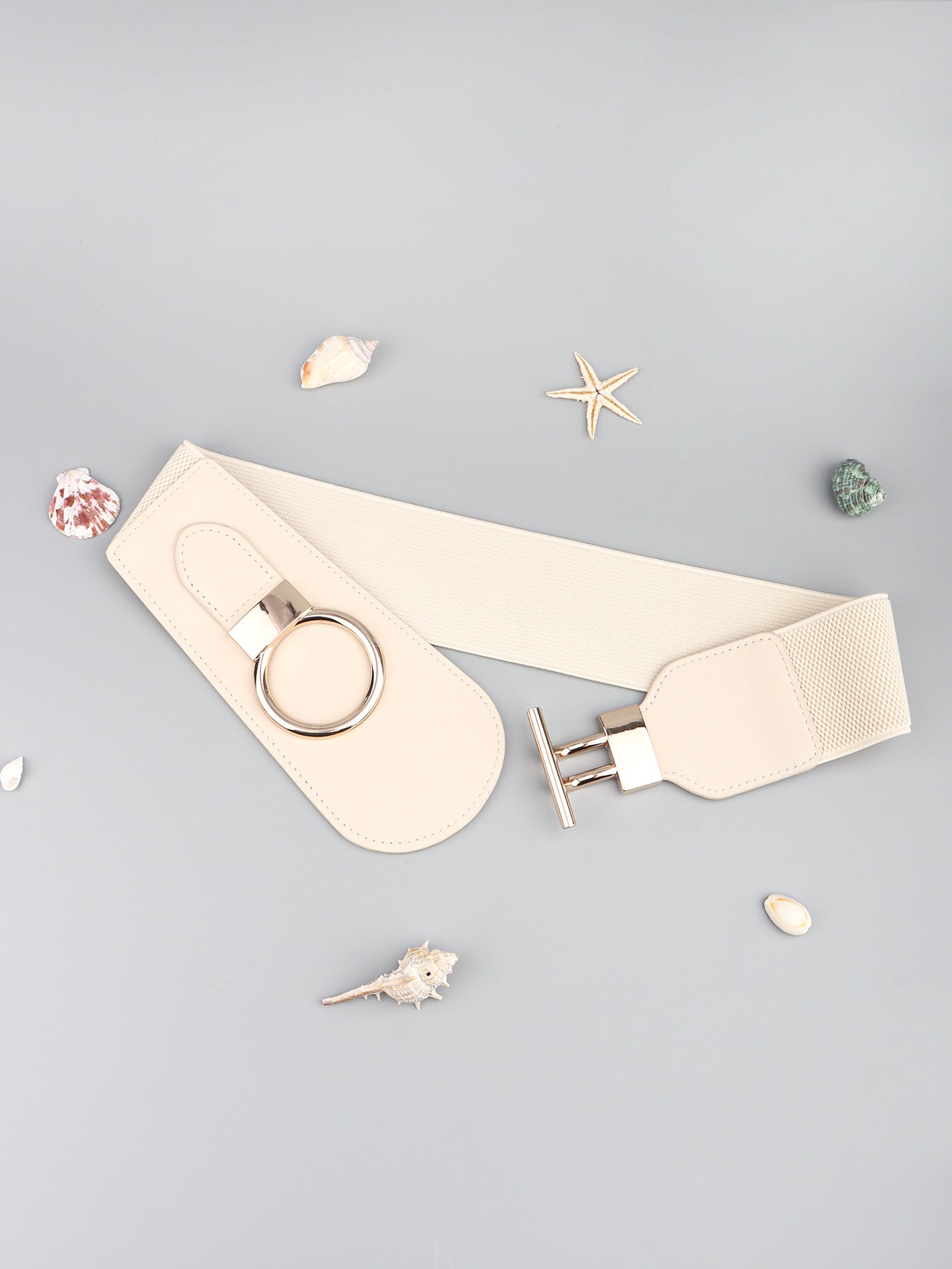 PU Elastic Wide Belt with Alloy Buckle Carauana Store
