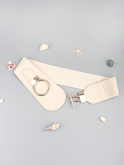 PU Elastic Wide Belt with Alloy Buckle Carauana Store