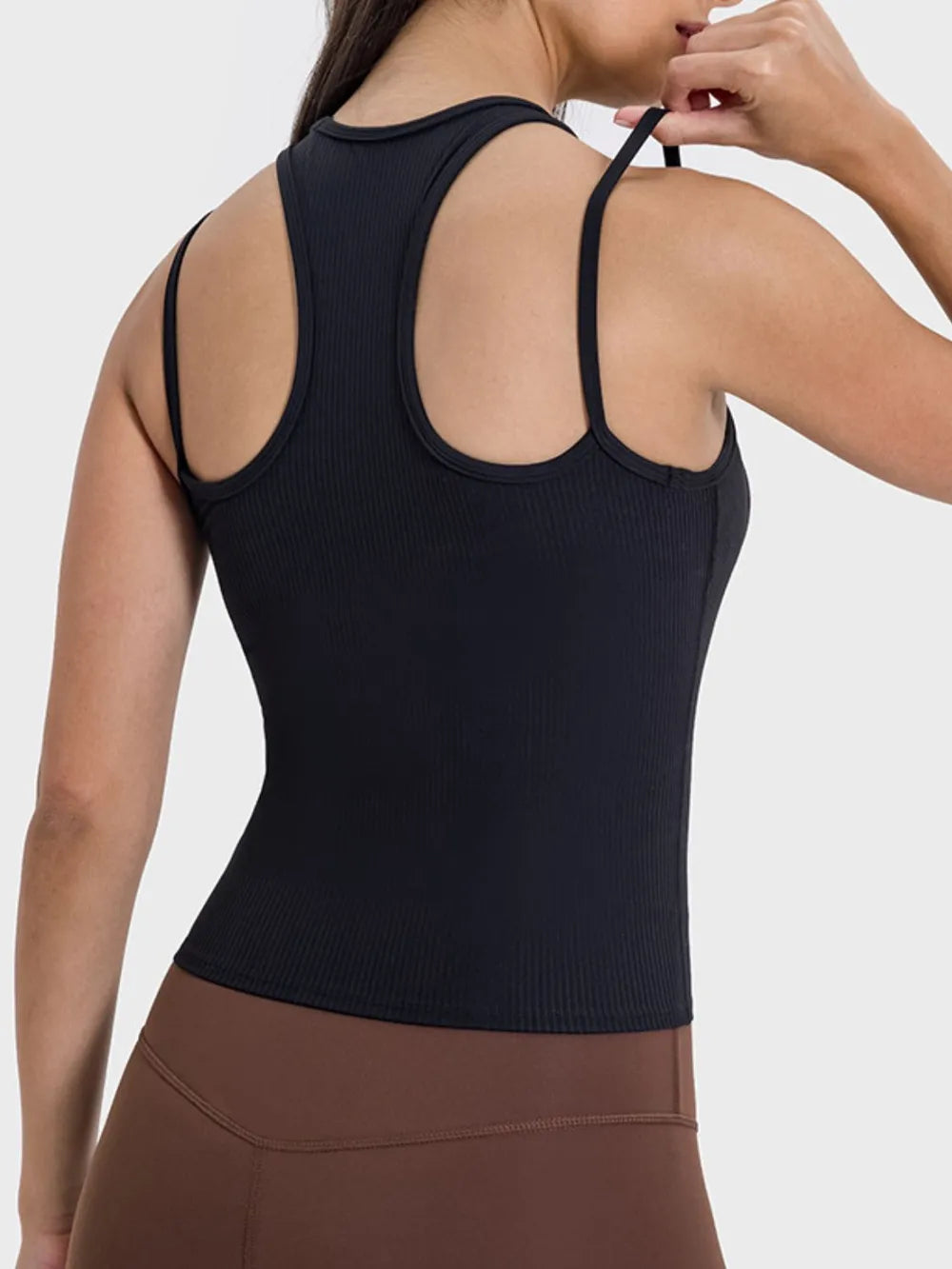 Millennia Cutout Round Neck Racerback Active Tank Carauana Store