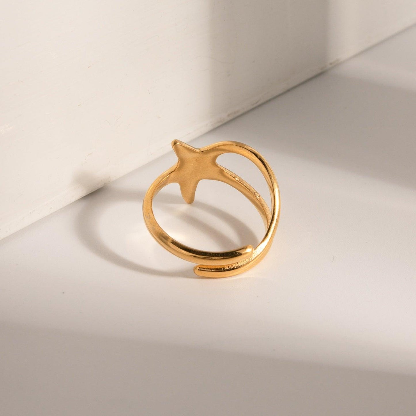 Gold-Plated Stainless Steel Star Ring Carauana Store
