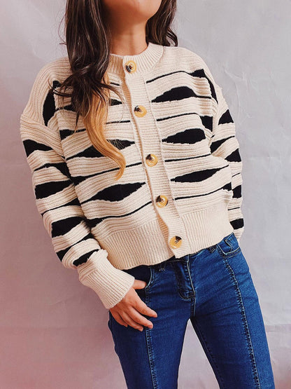 Color Block Button Front Cardigan Carauana Store