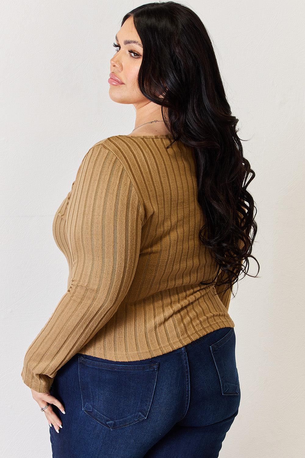 Basic Bae Full Size Ribbed Long Sleeve T-Shirt Carauana Store