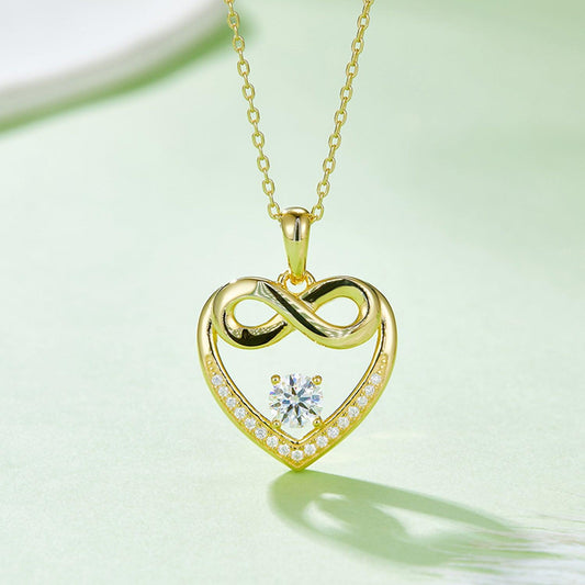 Moissanite 925 Sterling Silver Heart Necklace Carauana Store
