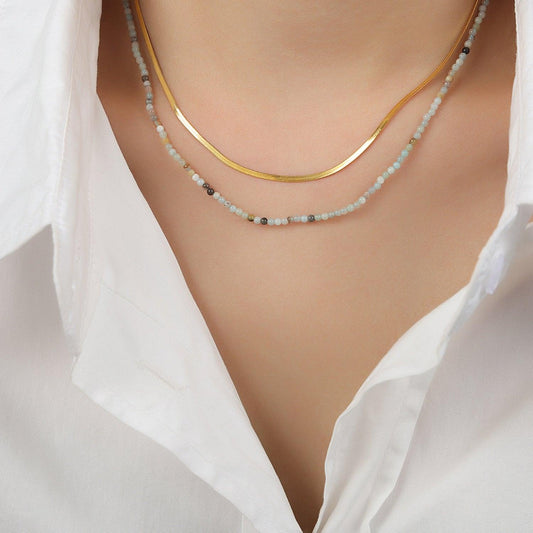 Beaded Titanium Steel Double-Layered Necklace Carauana Store