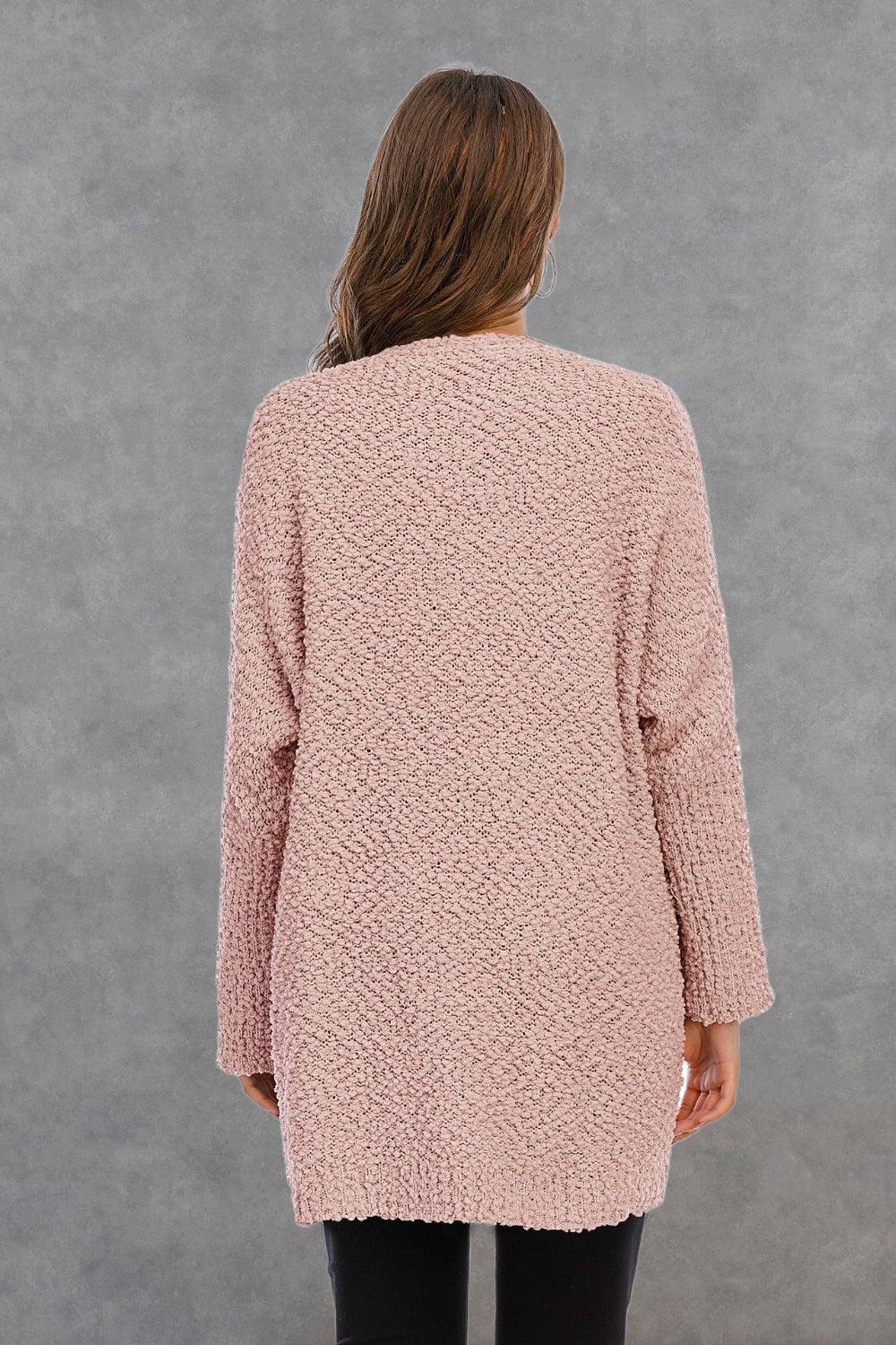 Angel Wings Pocketed Open Front Long Sleeve Cardigan Carauana Store