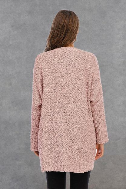 Angel Wings Pocketed Open Front Long Sleeve Cardigan Carauana Store