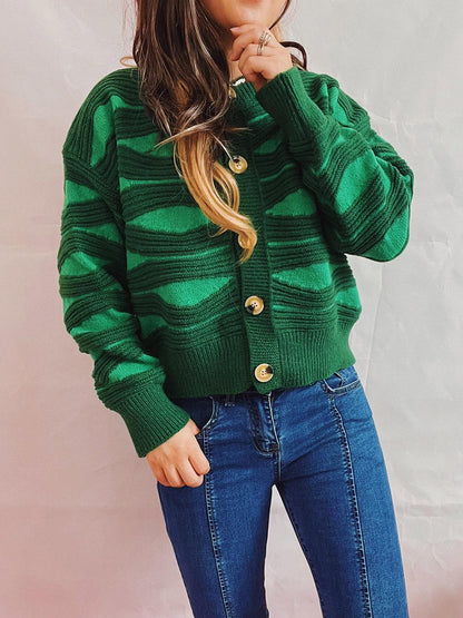 Color Block Button Front Cardigan Carauana Store