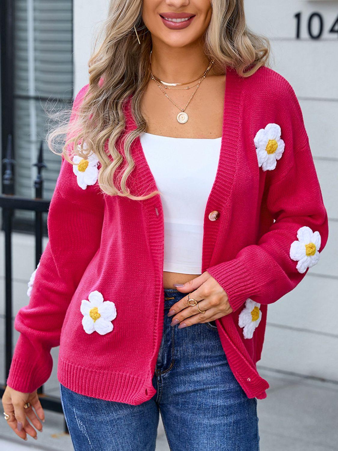 Angel Wings Crochet Flower Button Up Cardigan Carauana Store