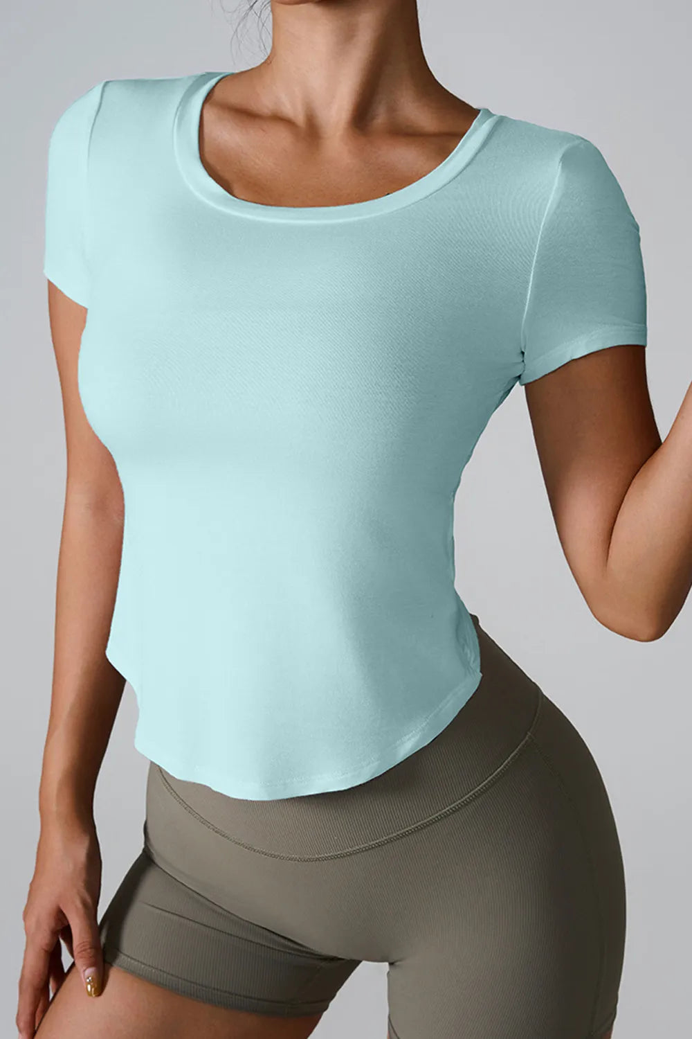 Cutout Round Neck Short Sleeve Active T-Shirt Carauana Store