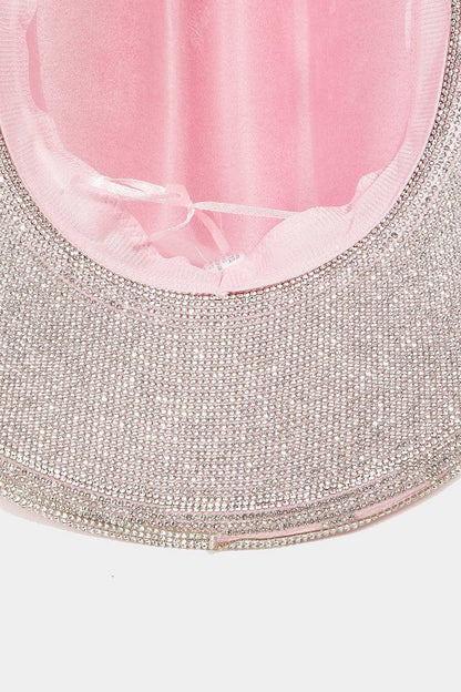 Fame Pave Rhinestone Trim Faux Suede Hat Carauana Store