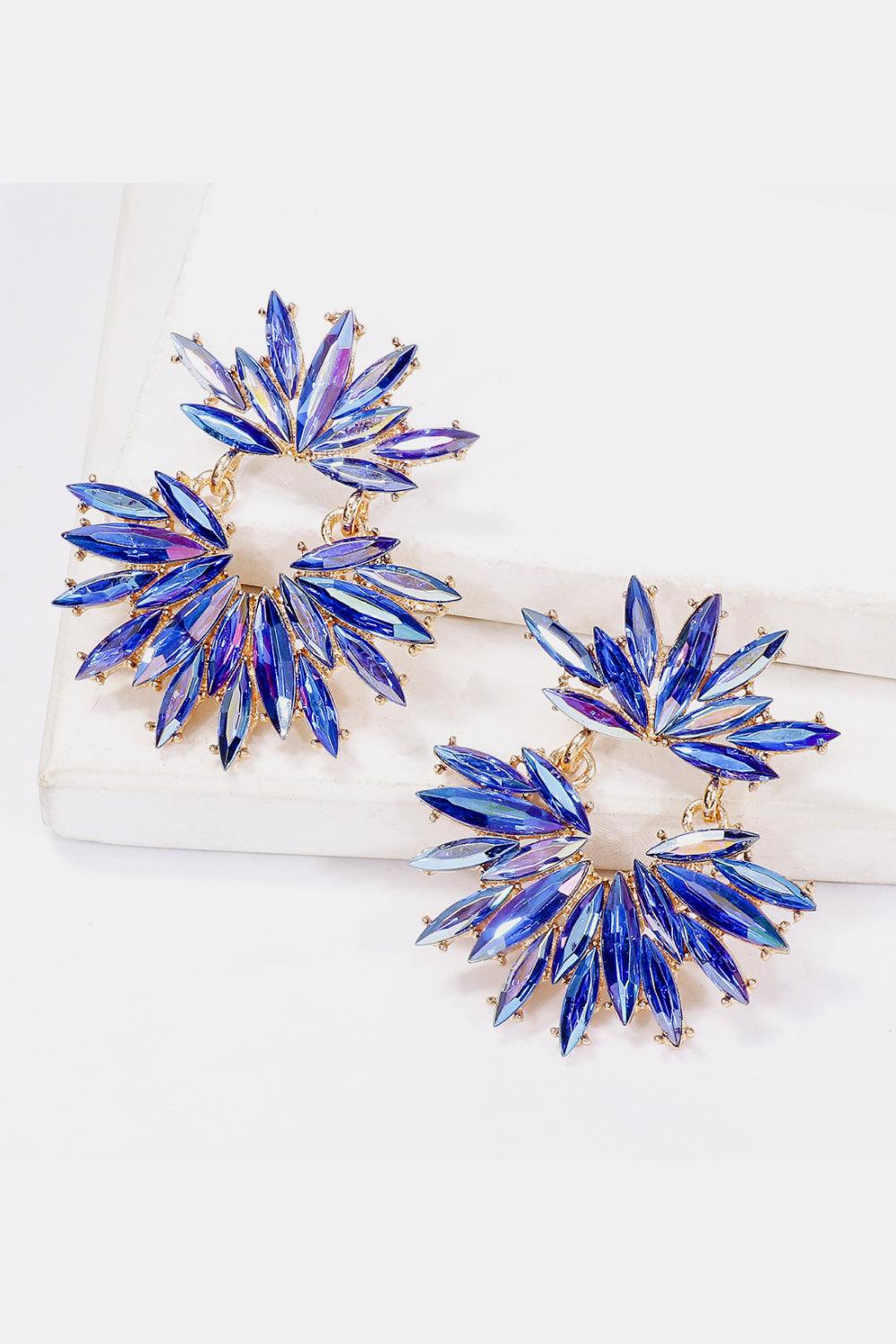 Flower Shape Glass Stone Dangle Earrings Carauana Store