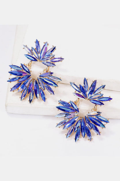 Flower Shape Glass Stone Dangle Earrings Carauana Store