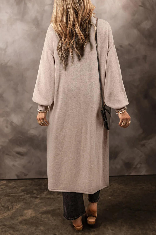 Pocketed Open Front Long Sleeve Cardigan Carauana Store