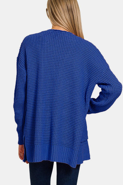 Zenana Waffle Open Front Sweater Cardigan Carauana Store