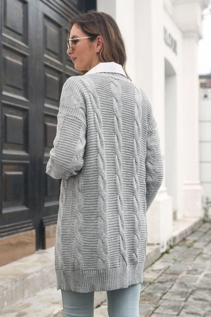 Open Front Cable-Knit Cardigan Carauana Store
