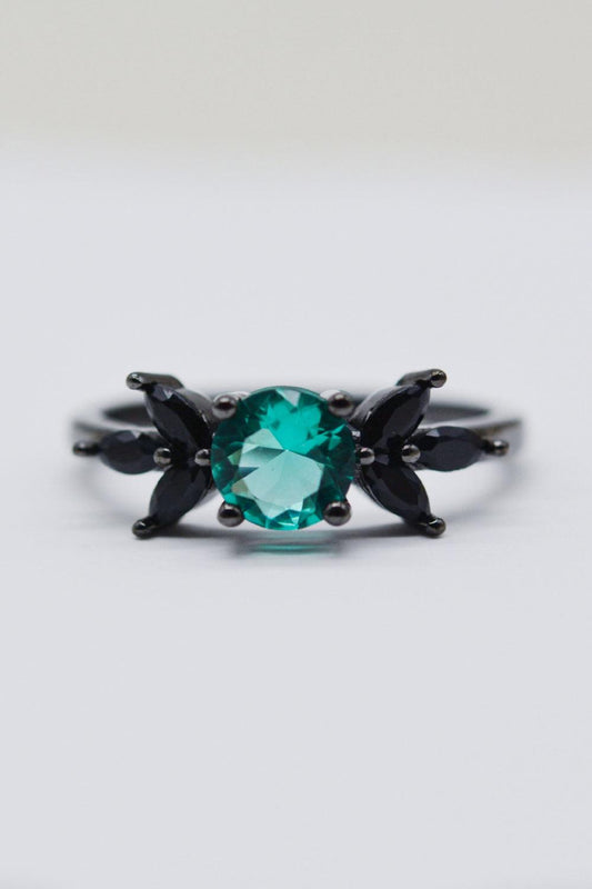 Paraiba Blue Zircon Leaf Ring Carauana Store