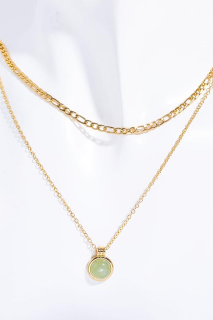 Copper 14K Gold-Plated Round Shape Aventurine Pendant Necklace Carauana Store