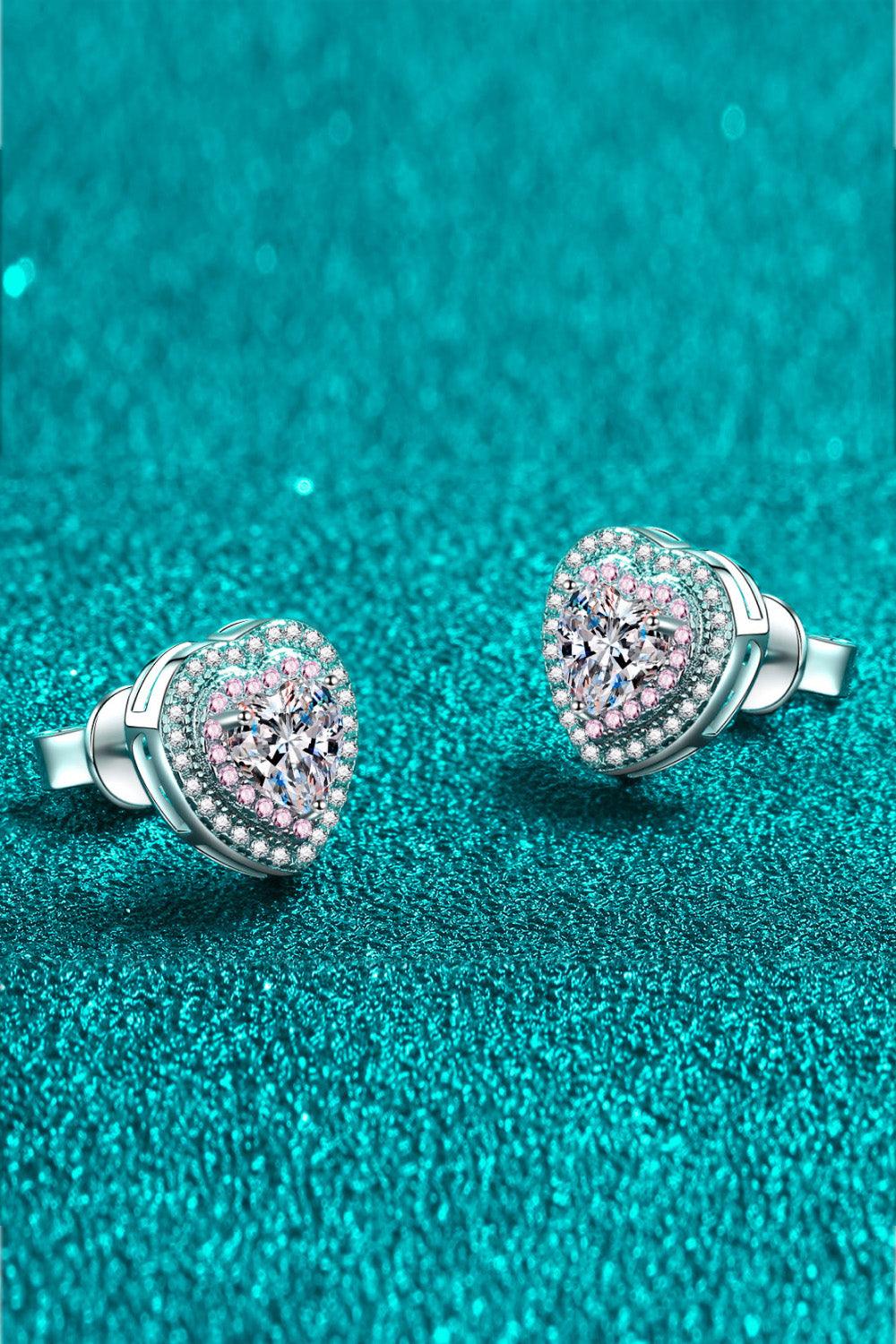 Moissanite Heart-Shaped Stud Earrings Carauana Store