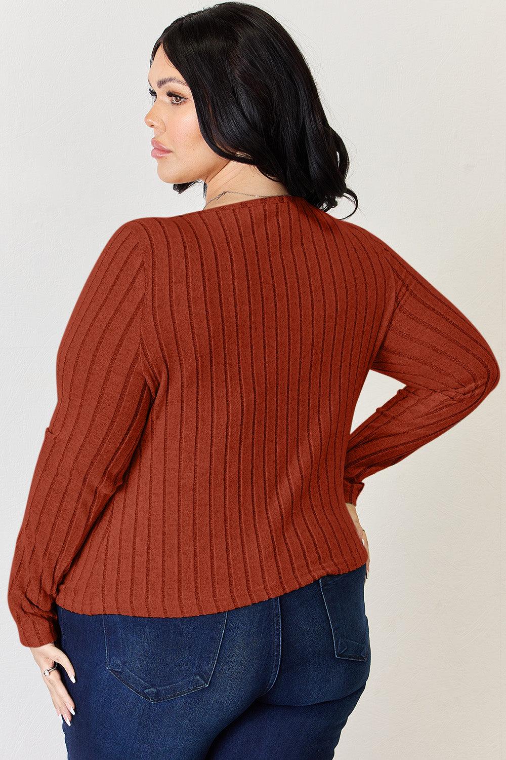Basic Bae Full Size Ribbed Long Sleeve T-Shirt Carauana Store