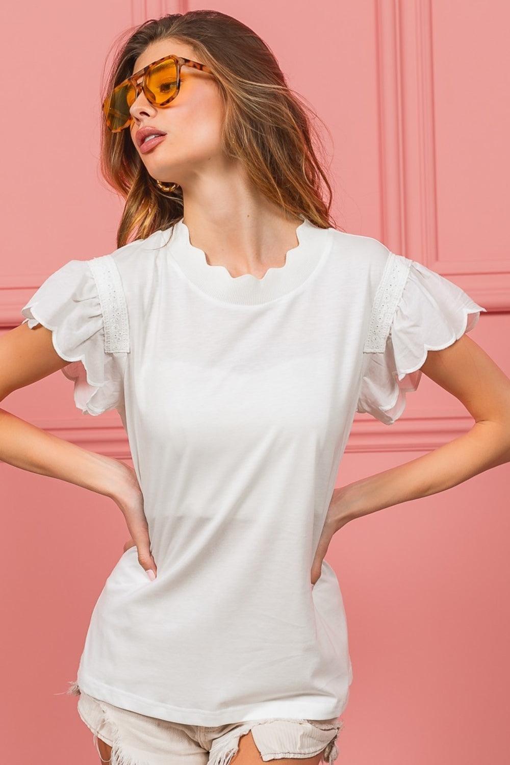BiBi Scallop Edged Lace Trim Top Carauana Store