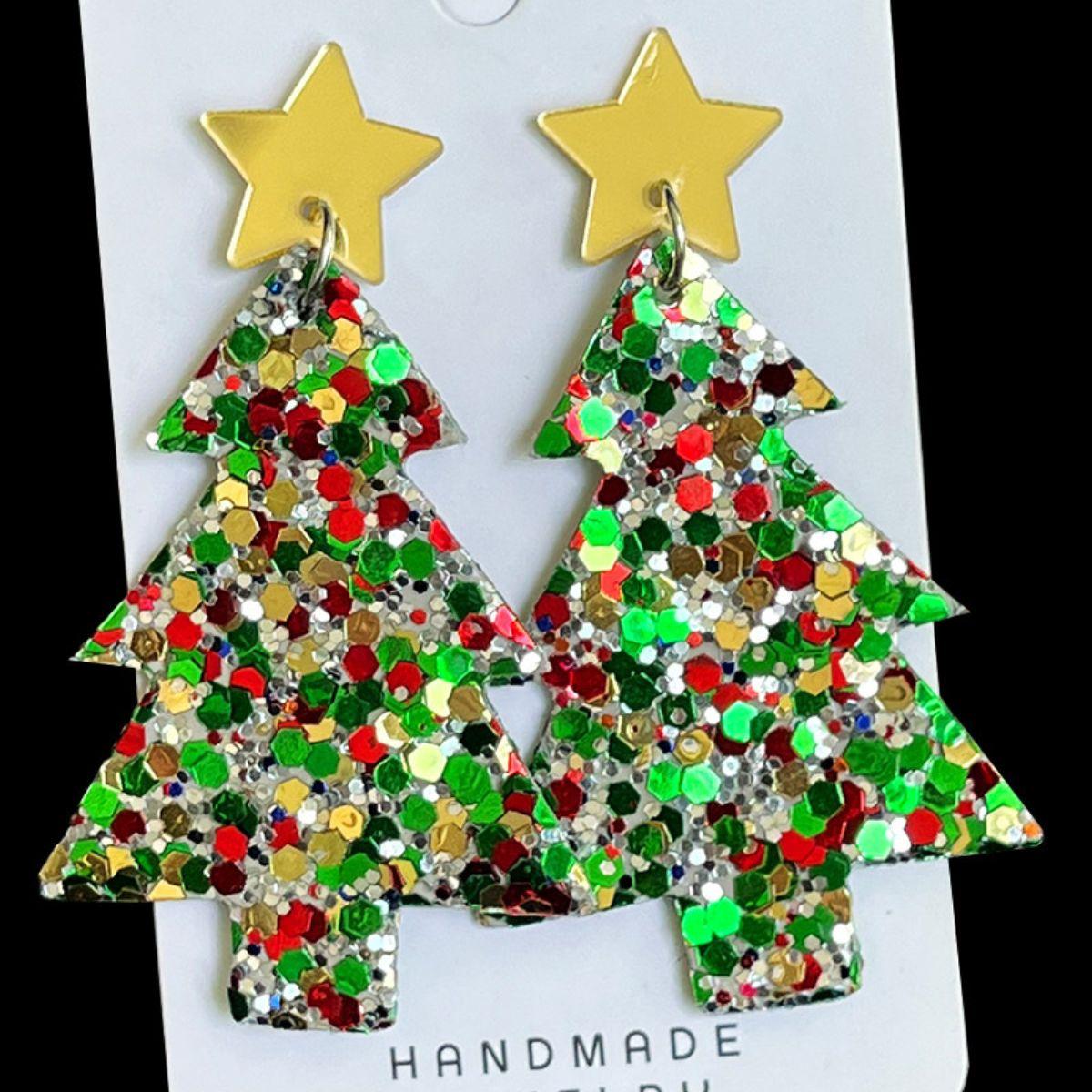Christmas Tree Acrylic Dangle Earrings Carauana Store