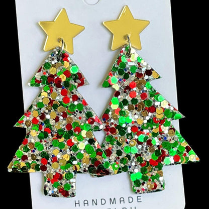 Christmas Tree Acrylic Dangle Earrings Carauana Store