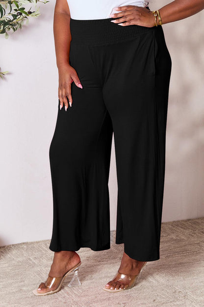 Double Take Full Size Smocked Wide Waistband Wide Leg Pants Carauana Store