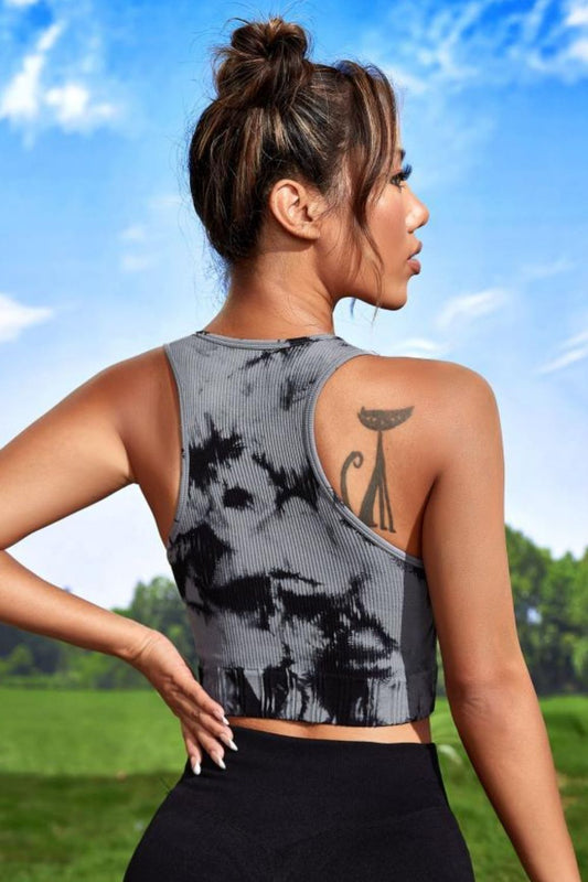 Tie-dye Cropped Round Neck Tank Top Carauana Store