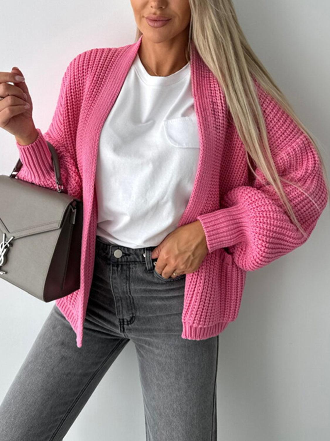 Open Front Dropped Shoulder Cardigan Carauana Store