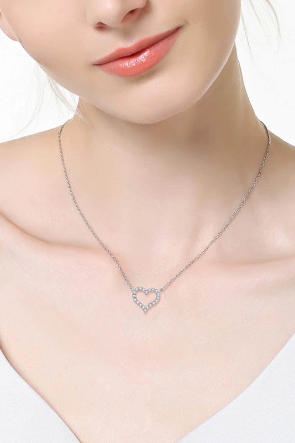 Adored Moissanite Platinum-Plated Heart Necklace Carauana Store