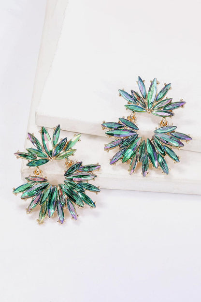 Flower Shape Glass Stone Dangle Earrings Carauana Store