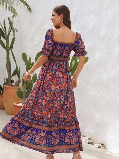 Floral Flounce Sleeve Midi Dress Carauana Store