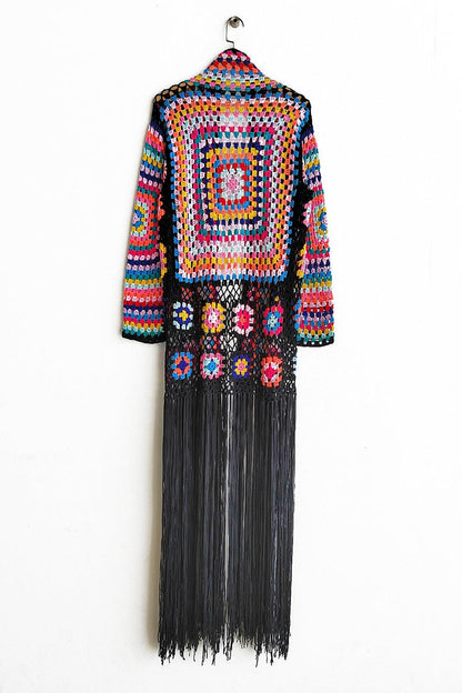 Fringe Tied Long Sleeve Cardigan Carauana Store