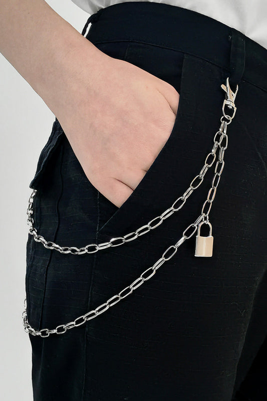 Double Layered Iron Chain Belt with Lock Charm Carauana Store