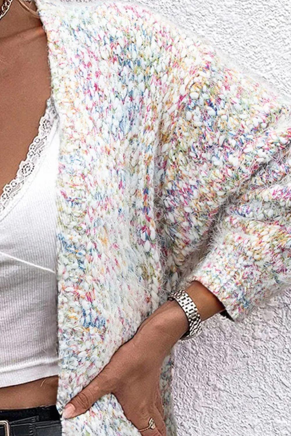 Pocketed Open Front Long Sleeve Cardigan Carauana Store