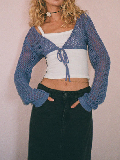 Openwork Tied Dropped Shoulder Cardigan Carauana Store