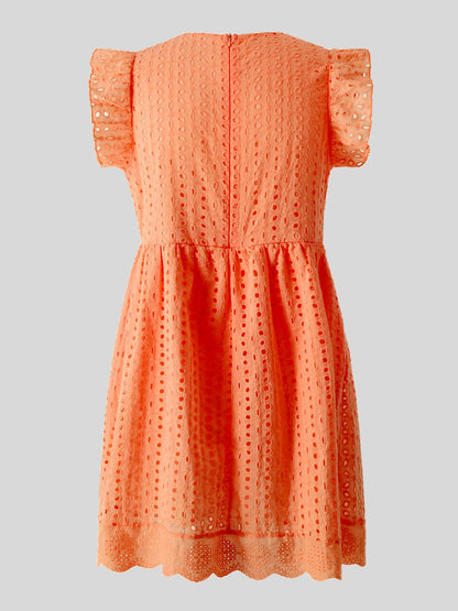 Ruffled Eyelet Cap Sleeve Mini Dress Carauana Store