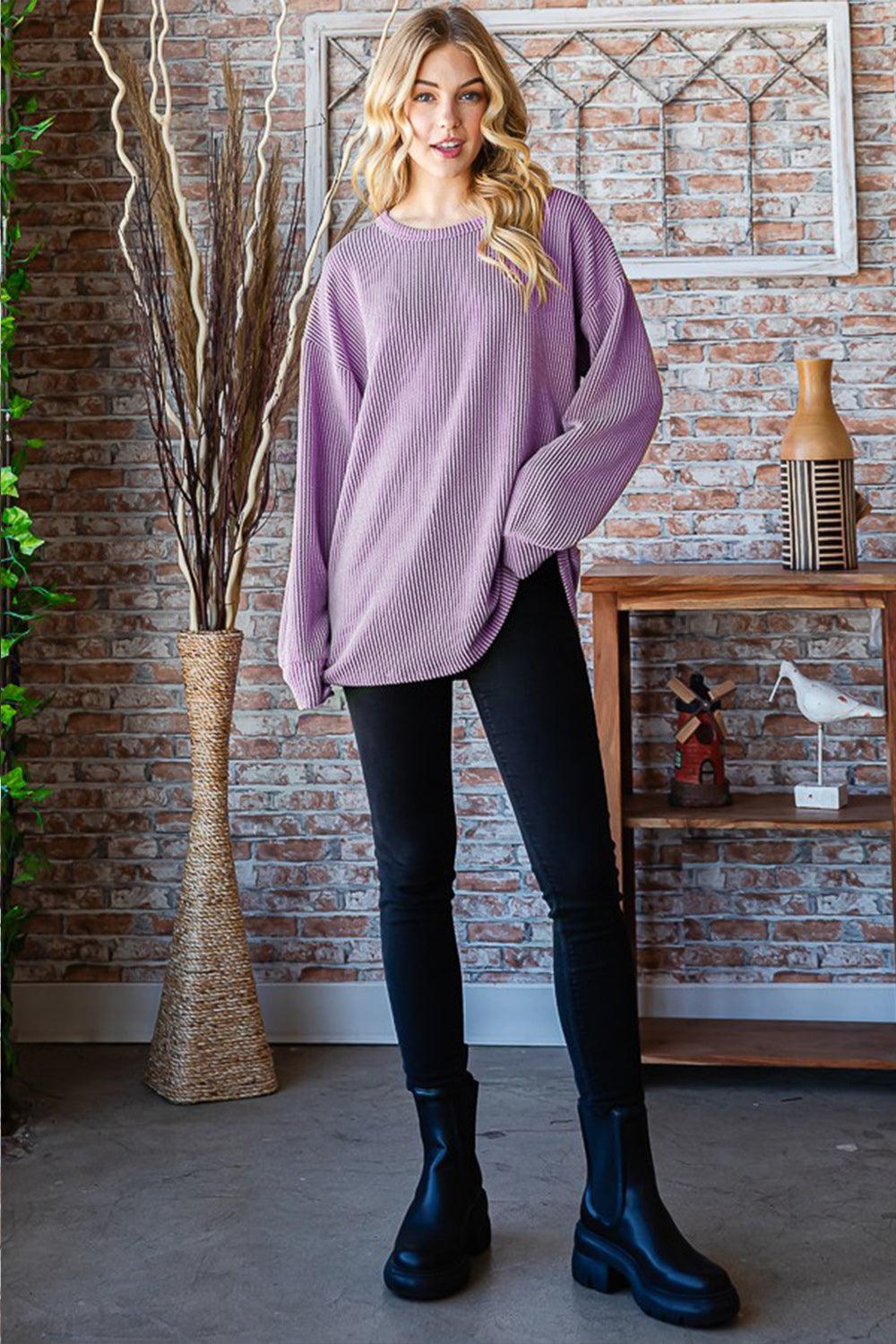 Heimish Full Size Round Neck Dropped Shoulder Blouse Carauana Store