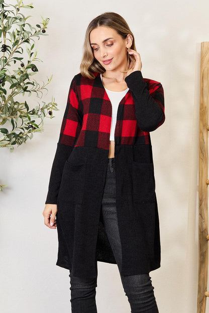 Heimish Full Size Plaid Open Front Cardigan Carauana Store