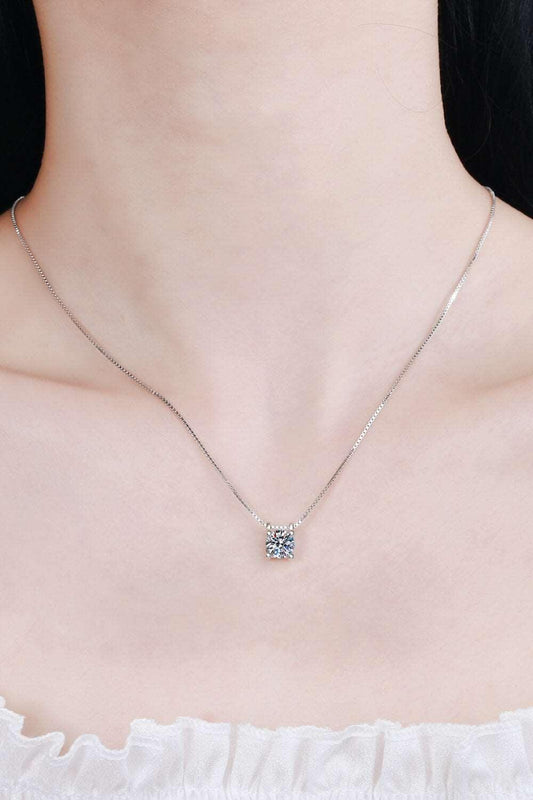 1 Carat Moissanite 925 Sterling Silver Chain Necklace Carauana Store