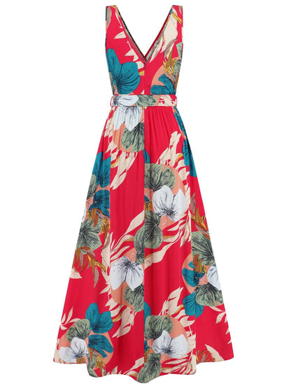 Slit Tied Printed Surplice Dress Carauana Store