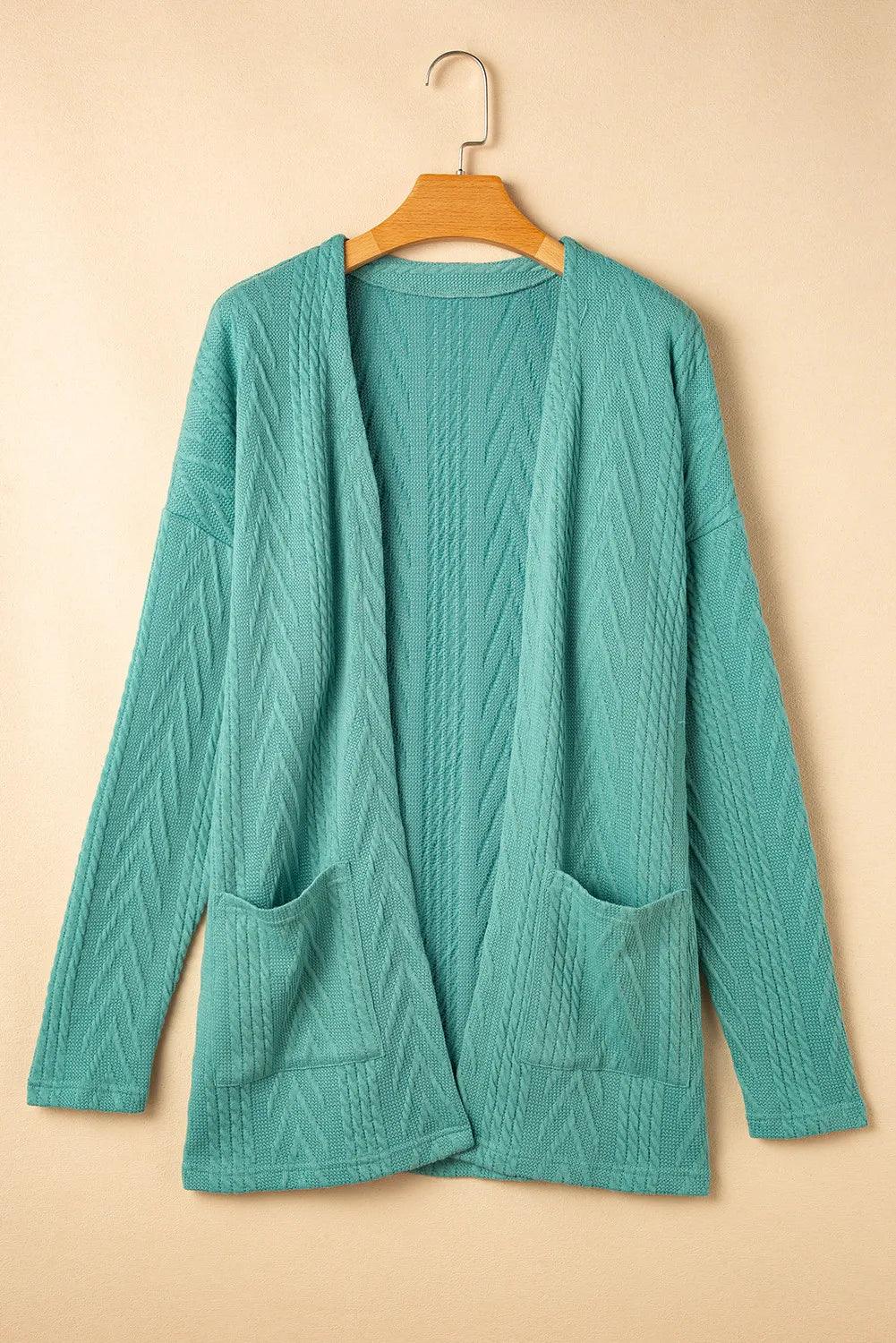 Textured Open Front Cover Up with Pockets Carauana Store