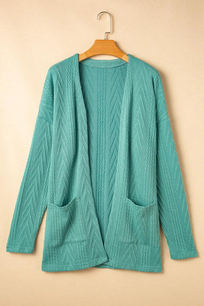 Textured Open Front Cover Up with Pockets Carauana Store