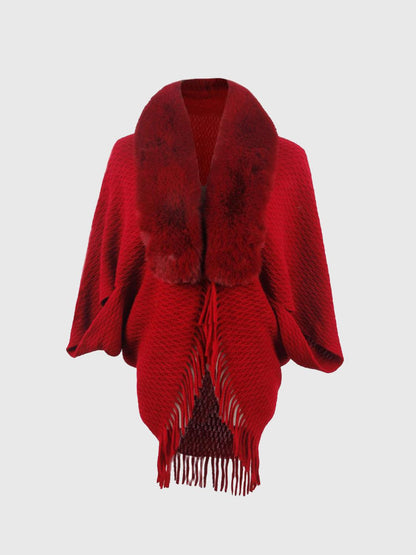Open Front Fringe Hem Poncho Carauana Store