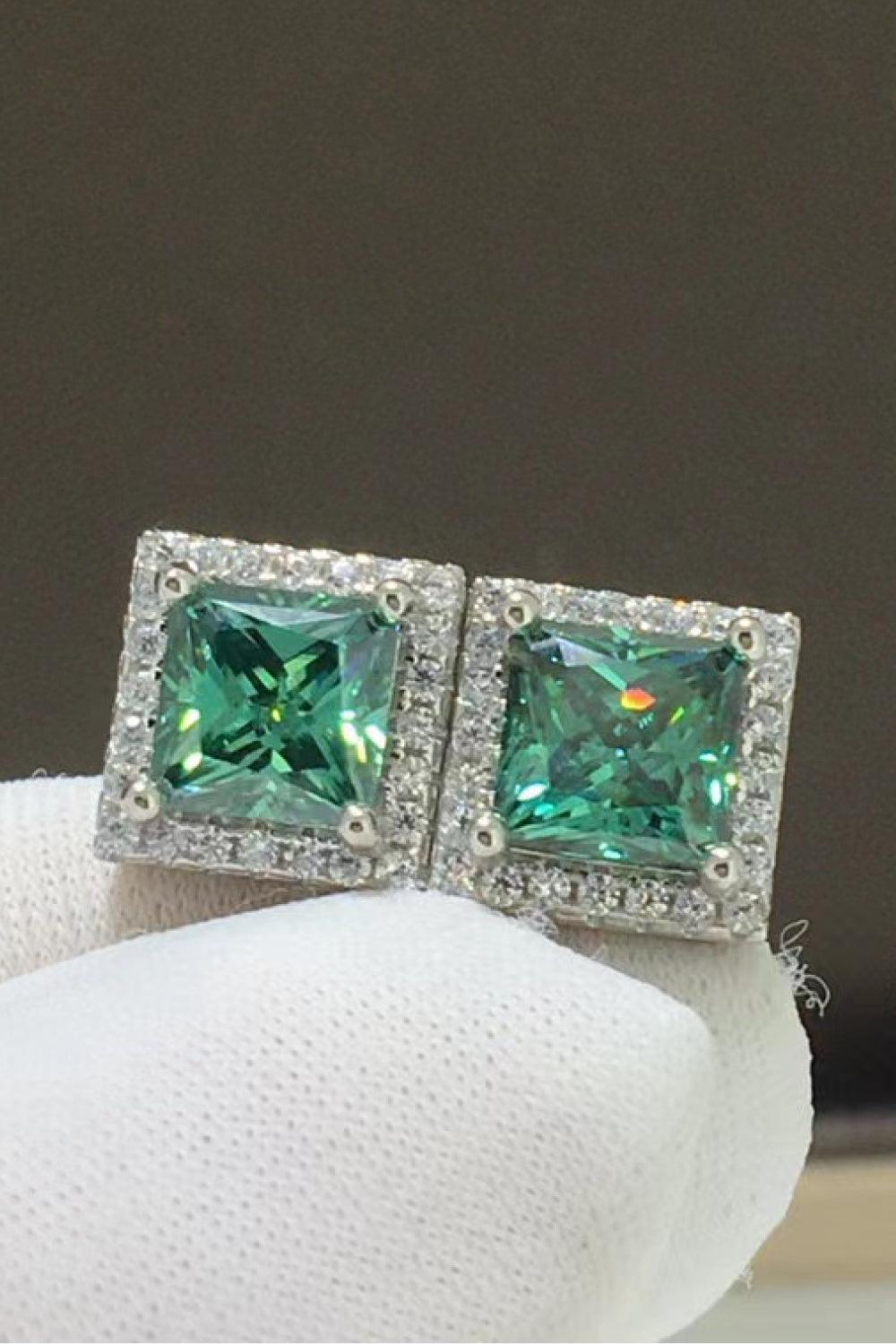 2 Carat Moissanite Square Stud Earrings Carauana Store