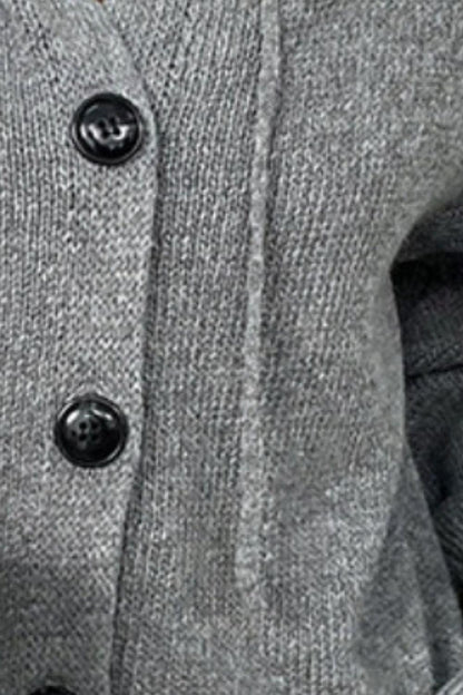 Drawstring Button Up Hooded Cardigan Carauana Store