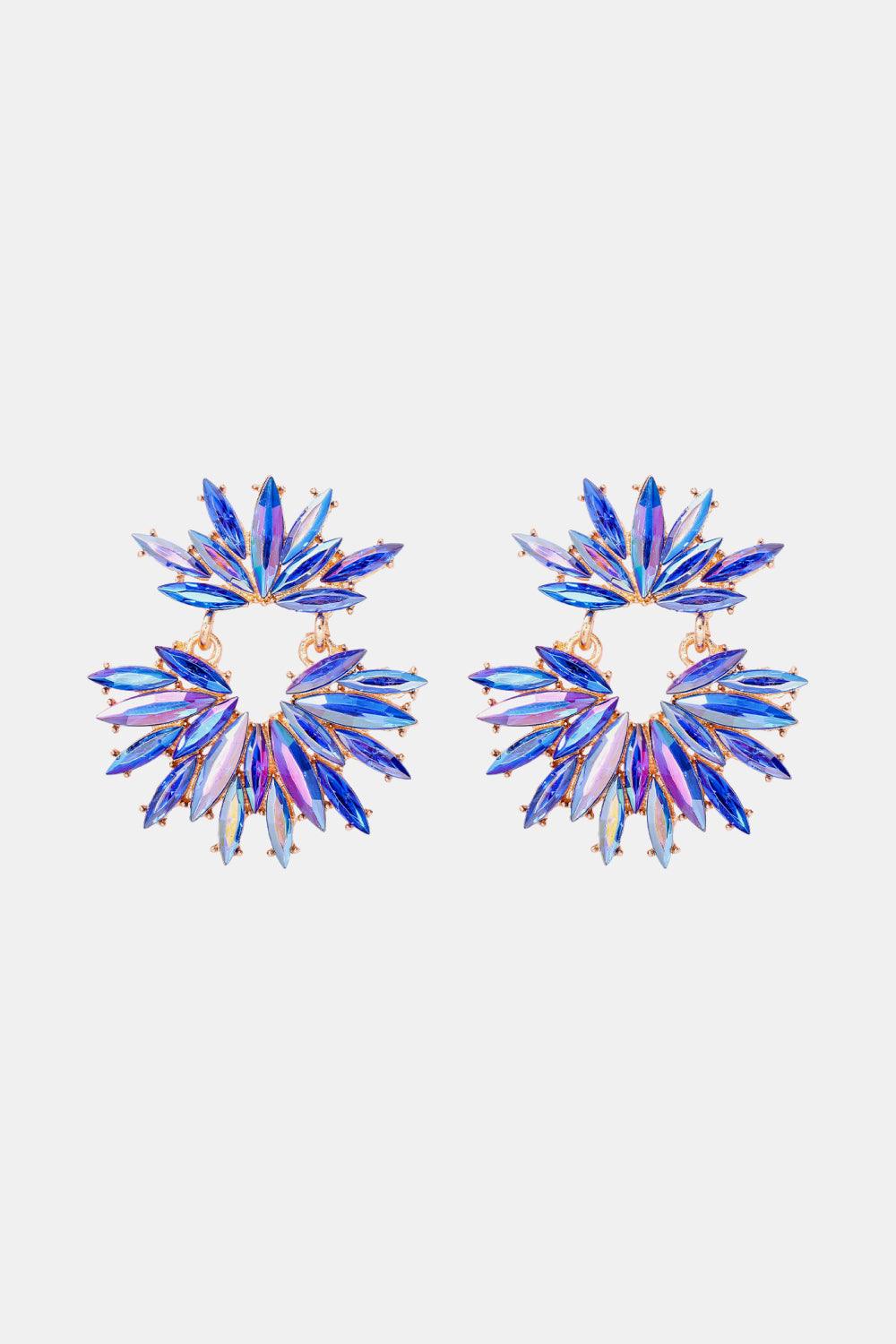 Flower Shape Glass Stone Dangle Earrings Carauana Store